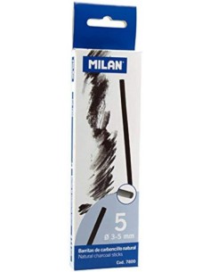 CAJA 5 BARRITAS DE CARBONCILLO NATURAL Ø 3-5MM MILAN 7800