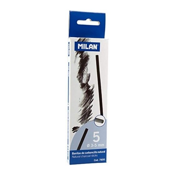 CAJA 5 BARRITAS DE CARBONCILLO NATURAL Ø 3-5MM MILAN 7800