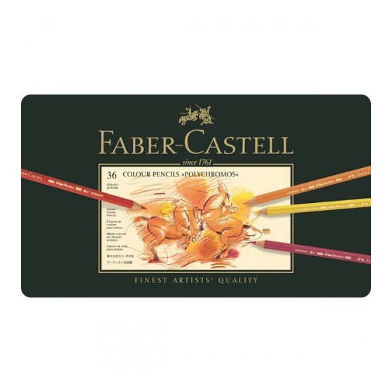 ESTUCHE DE METAL POLYCHROMOS CON 36 LAPICES DE COLORES SURTIDOS FABER CASTELL 110036