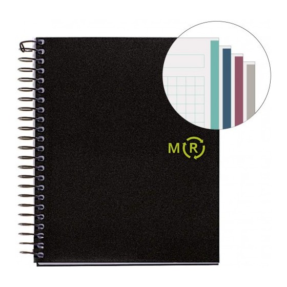 CUADERNO 100% RECICLADO NB-4 A5 120HOJAS TAPAS POLIPROPILENO MIQUELRIUS 6039