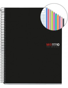 CUADERNO ESPIRAL NB-18 A5 200 HOJAS 5X5MM POLIPROPILENO NEGRO MIQUELRIUS 47044 2