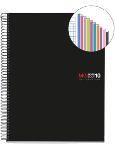 CUADERNO ESPIRAL NB-10 A4 200 HOJAS 5X5MM POLIPROPILENO NEGRO MIQUELRIUS 47009 2