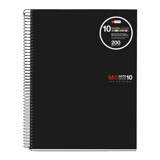 CUADERNO ESPIRAL NB-10 A4 200 HOJAS 5X5MM POLIPROPILENO NEGRO MIQUELRIUS 47009