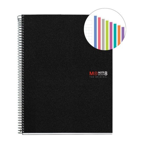 CUADERNO ESPIRAL NB-8 A4 200 HOJAS 5X5MM POLIPROPILENO NEGRO MIQUELRIUS 42006