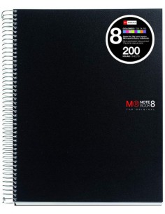 CUADERNO ESPIRAL NB-8 A4 200 HOJAS 5X5MM POLIPROPILENO NEGRO MIQUELRIUS 42006 2