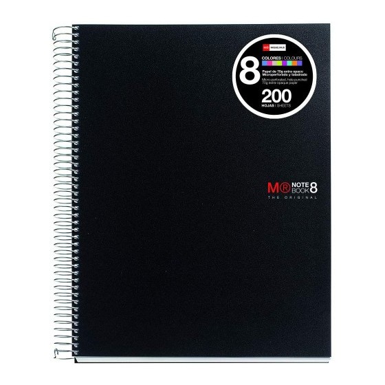 CUADERNO ESPIRAL NB-8 A4 200 HOJAS 5X5MM POLIPROPILENO NEGRO MIQUELRIUS 42006