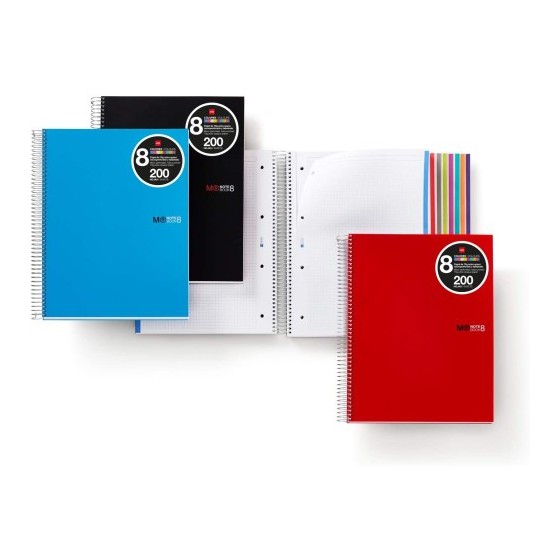 CUADERNO ESPIRAL NB-8 A4 200 HOJAS 5X5MM POLIPROPILENO NEGRO MIQUELRIUS 42006