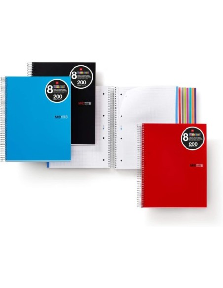 CUADERNO ESPIRAL NB-8 A4 200 HOJAS 5X5MM POLIPROPILENO NEGRO MIQUELRIUS 42006