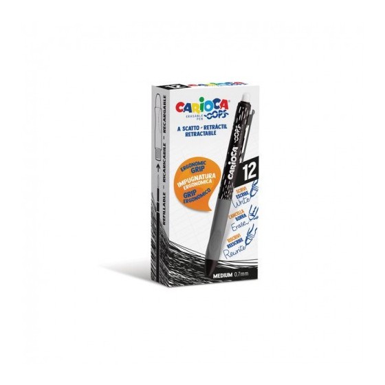 CAJA 12 BOLIGRAFOS OOPS CLIP NEGRO CARIOCA 43043/01
