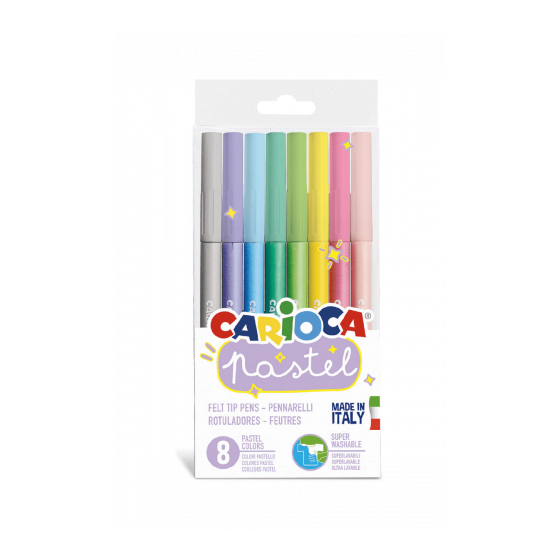CAJA PVC 8 ROTULADORES PASTEL CARIOCA 43032