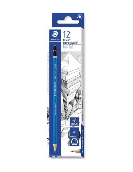 LAPIZ GRAFITO MARS LUMOGRAPH 100, GRAD. 7H STAEDTLER 100-7H (x12 unidades)