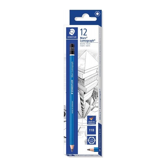 LAPIZ GRAFITO MARS LUMOGRAPH 100, GRAD. 11B STAEDTLER 100-11B (x12 unidades)