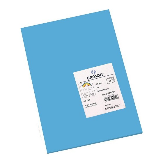 PACK 50 HOJAS CARTULINA IRIS A4 185G AZUL CANSON C200040167