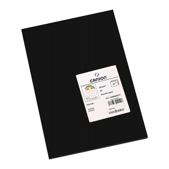 PACK 50 HOJAS CARTULINA IRIS A3 185G NEGRO CANSON C200040217