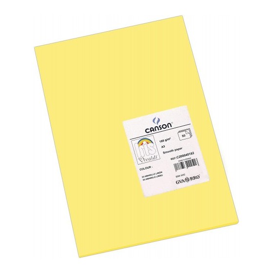 PACK 50 HOJAS CARTULINA IRIS A3 185G AMARILLO LIMON CANSON C200040182