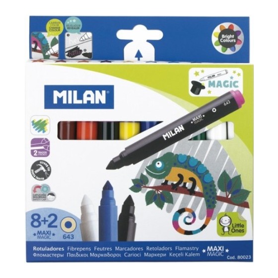 CAJA 8 ROTULADORES MAXI MAGIC + 2 ROTULADORES MÁGICOS MILAN 80023