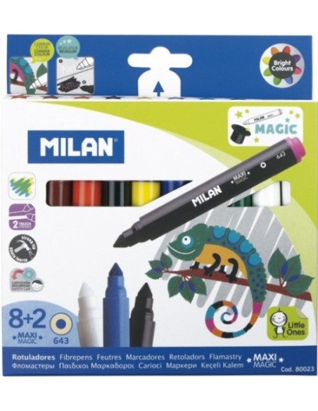 CAJA 8 ROTULADORES MAXI MAGIC + 2 ROTULADORES MÁGICOS MILAN 80023