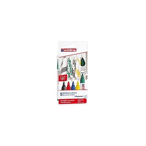 PACK 5 MARCADORES PARA TEXTILES. EDDING 4500-5-S