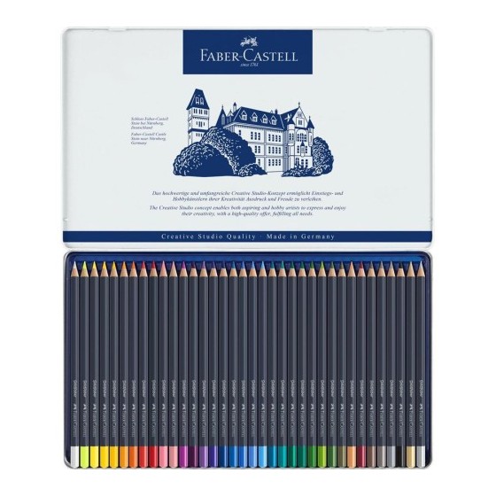 ESTUCHE DE METAL CON 36 LÁPICES DE COLORES GOLDFABER. FABER CASTELL 114736