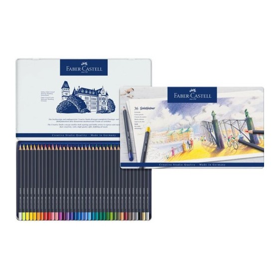 ESTUCHE DE METAL CON 36 LÁPICES DE COLORES GOLDFABER. FABER CASTELL 114736
