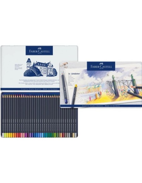 ESTUCHE DE METAL CON 36 LÁPICES DE COLORES GOLDFABER. FABER CASTELL 114736