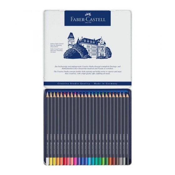 ESTUCHE DE METAL CON 24 LÁPICES DE COLORES GOLDFABER. FABER CASTELL 114724