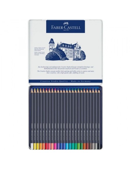ESTUCHE DE METAL CON 24 LÁPICES DE COLORES GOLDFABER. FABER CASTELL 114724