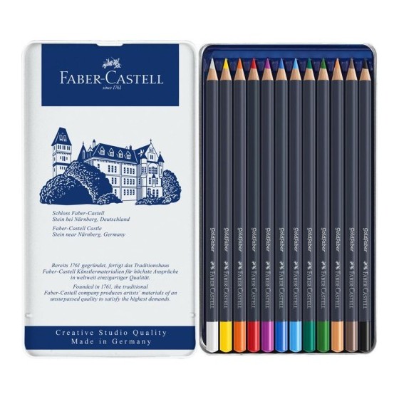 ESTUCHE DE METAL CON 12 LÁPICES DE COLORES GOLDFABER. FABER CASTELL 114712