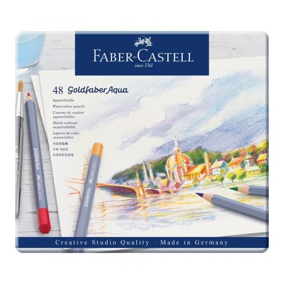 ESTUCHE DE METAL CON 48 LÁPICES DE COLORES ACUARELABLES GOLDFABER. FABER CASTELL 114648