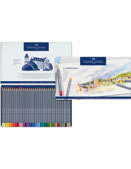 ESTUCHE DE METAL CON 36 LÁPICES DE COLORES ACUARELABLES GOLDFABER. FABER CASTELL 114636
