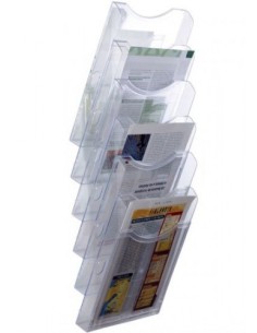 EXPOSITOR MURAL ANTIMICROBIANO STERITOUCH ARCHIPLAY 6 COMPARTIMENTOS DIN A4 VERTICAL 190X235X685 MM CRISTAL TRANSPARENTE ARCHIVO 2000 6126AM CS TP