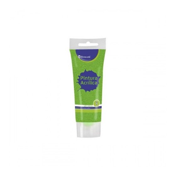 BOTE PINTURA ACRILICA 75 ML VERDE CON GLITTER BISMARK 328675