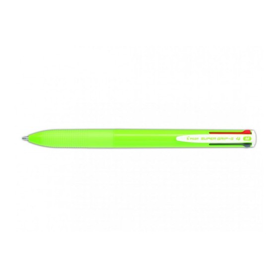 BOLIGRAFO SUPERGRIP G - 4 COLORES - CUERPO COLOR- VERDE LIMA PILOT BPKGG-35M-LG