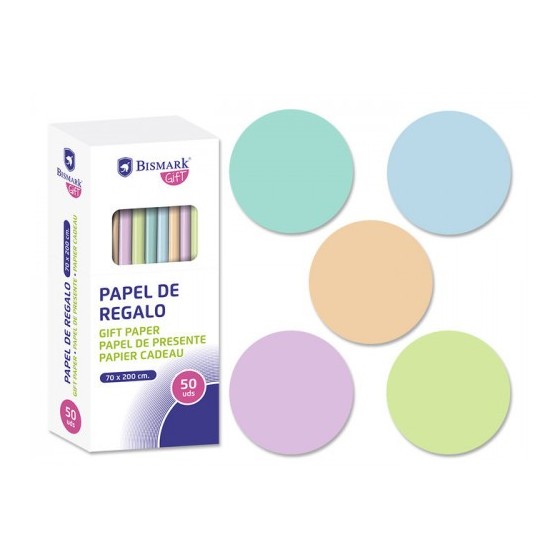 ROLLO PAPEL DE REGALO PASTEL 70X200 CM BISMARK 328712