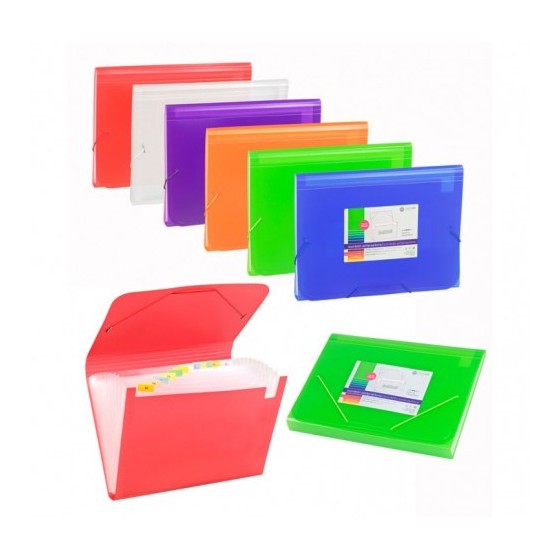 ACORDEON POLIPROPILENO TRASLUCIDO FOLIO 13 DEPARTAMENTOS GOMA NARANJA CARCHIVO 1913KF52