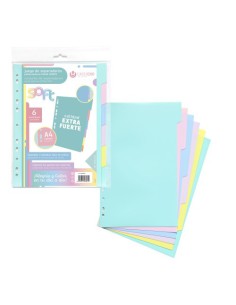 JUEGO SEPARADORES POLIPROPILENO PASTEL EXTRA FUERTE 6 POSICIONES CARCHIVO 49060699