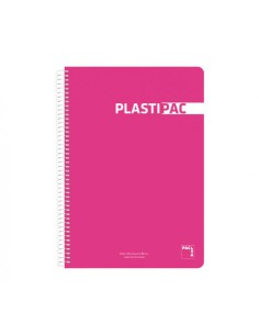 CUADERNO PLASTIPAC 90 GRS. TAPA POLIPROPILENO 4º 80 HOJAS LISO CON MARGEN SURTIDO PACSA 16573 (x5 unidades)