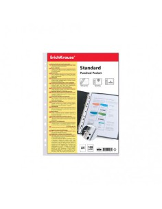 SET DE 100 FUNDAS MULTITALADRAS FIZZY CLEAR, 30 MCM, A4, TRANSPARENTE ERICH KRAUSE 67330