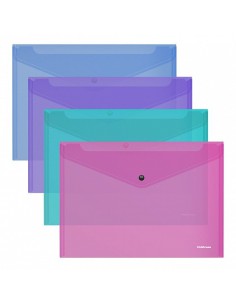 SOBRE FIZZY VIVID, SEMITRANSPARENTE, A4, COLORES SURTIDOS ERICH KRAUSE 47043 (x12 unidades)