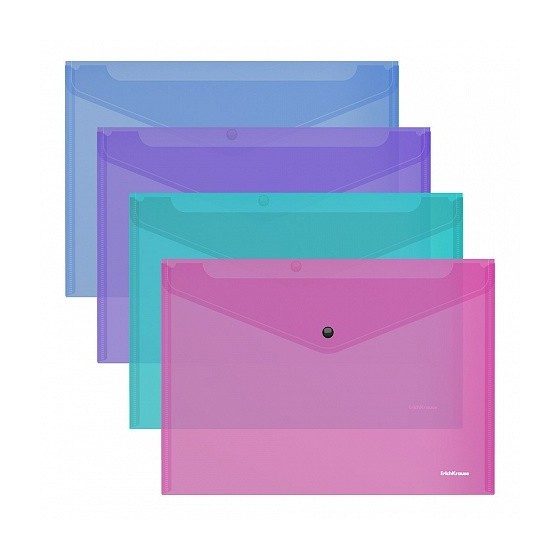 SOBRE FIZZY VIVID, SEMITRANSPARENTE, A4, COLORES SURTIDOS ERICH KRAUSE 47043 (x12 unidades)