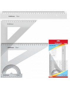 SET DE GEOMETRÍA GRANDE (REGLA 30 CM, ESCUADRA 16 CM/45º, ESCUADRA 22 CM/60º, TRANSPORTADOR 180º/10CM) ERICH KRAUSE 49573