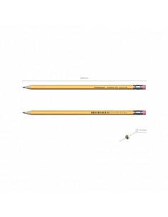 LÁPIZ DE GRAFITO HEXAGONAL CON GOMA DE BORRAR AMBER 101 HB ERICH KRAUSE 45601 (x12 unidades)