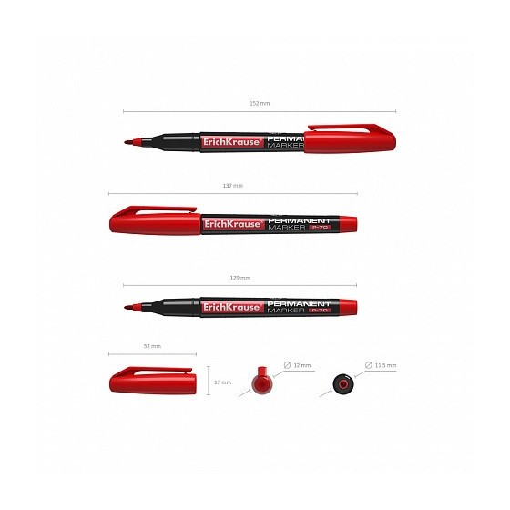 MARCADOR PERMANENTE P-70, COLOR: ROJO ERICH KRAUSE 37075 (x12 unidades)