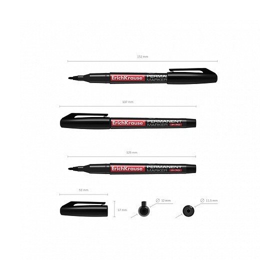 MARCADOR PERMANENTE P-70, COLOR: NEGRO ERICH KRAUSE 37073 (x12 unidades)