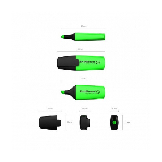 FLUORESCENTE VISIOLINE MINI, COLOR: VERDE ERICH KRAUSE 42754 (x10 unidades)