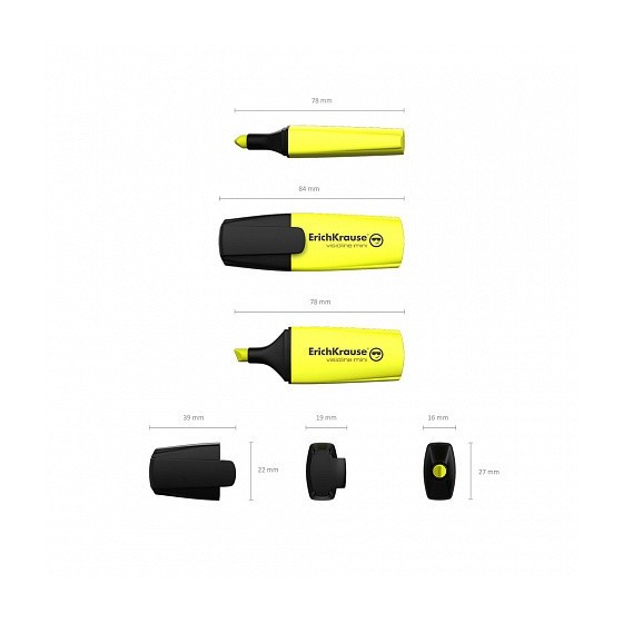 FLUORESCENTE VISIOLINE MINI, COLOR: AMARILLO ERICH KRAUSE 42753 (x10 unidades)