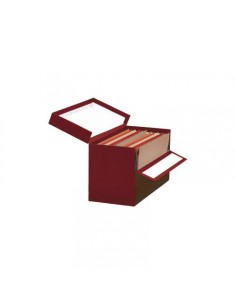 CAJA TRANSFERENCIA FOLIO DOBLE LOMO CARTON FORRADO EN GELTEX (39X25,5X20 CM) ROJO MARIOLA 1689RO