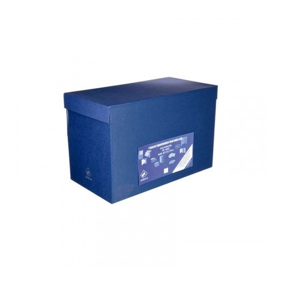 CAJA TRANSFERENCIA FOLIO DOBLE LOMO CARTON FORRADO EN GELTEX (39X25,5X20 CM) AZUL MARIOLA 1689AZ