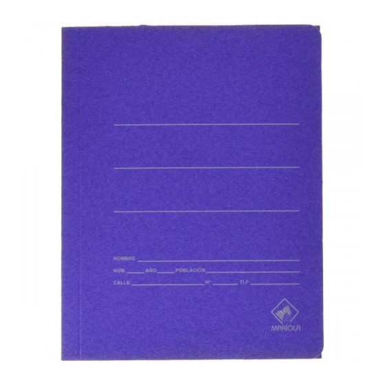 CARPETA CARTON AZUL 500 GR./M2. CUARTO GOMA SENCILLA MARIOLA 1040 (x25 unidades)