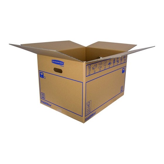 CAJA DE MUDANZA MONTAJE MANUAL L 500X300X300. CARTÓN DOBLE BANKERS BOX 6208201 (x10 unidades)